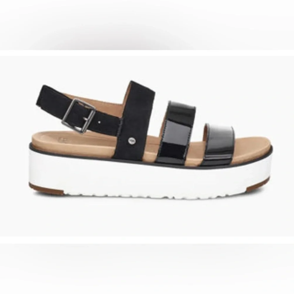 UGG Black and White Women's Sandals - Picture 2 of 12